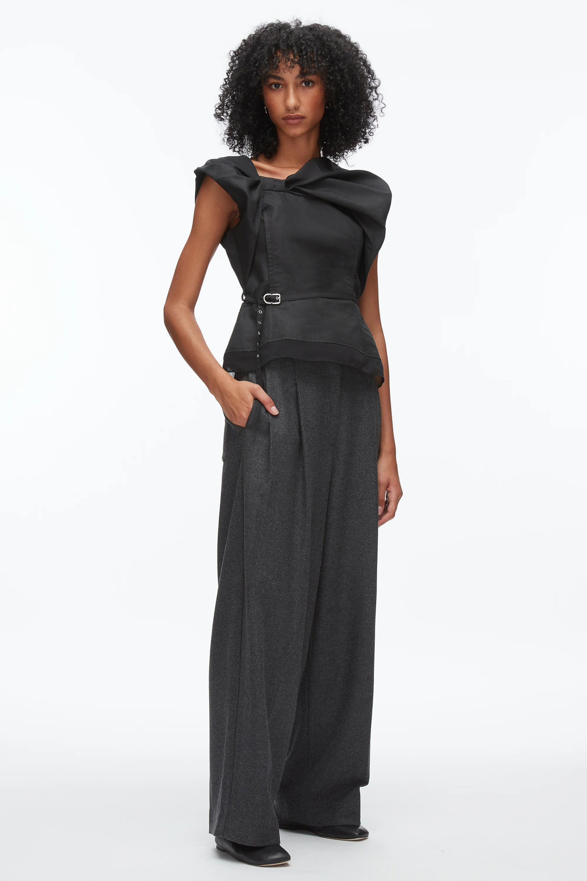 Draped Bow Belted Shell Top - Image 7
