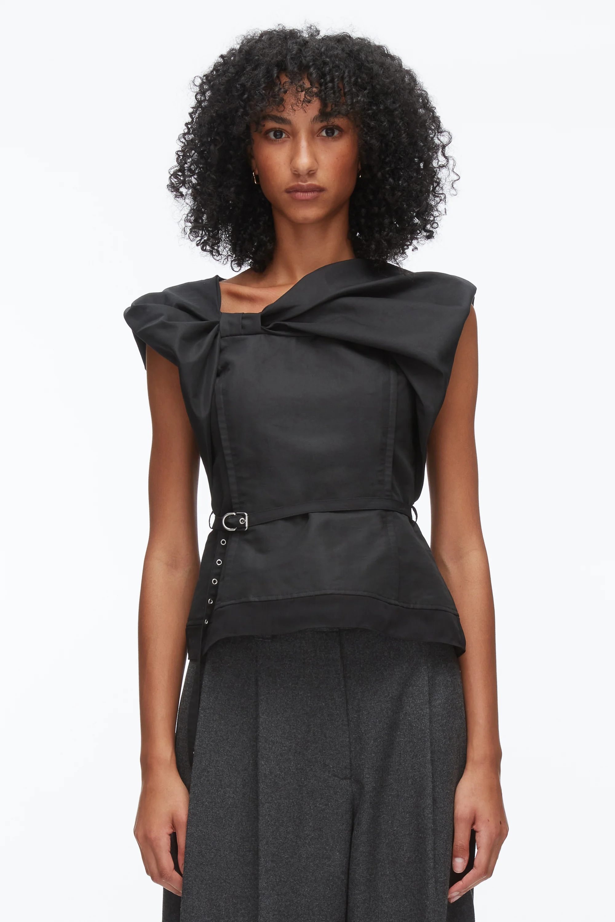 Draped Bow Belted Shell Top - Image 10