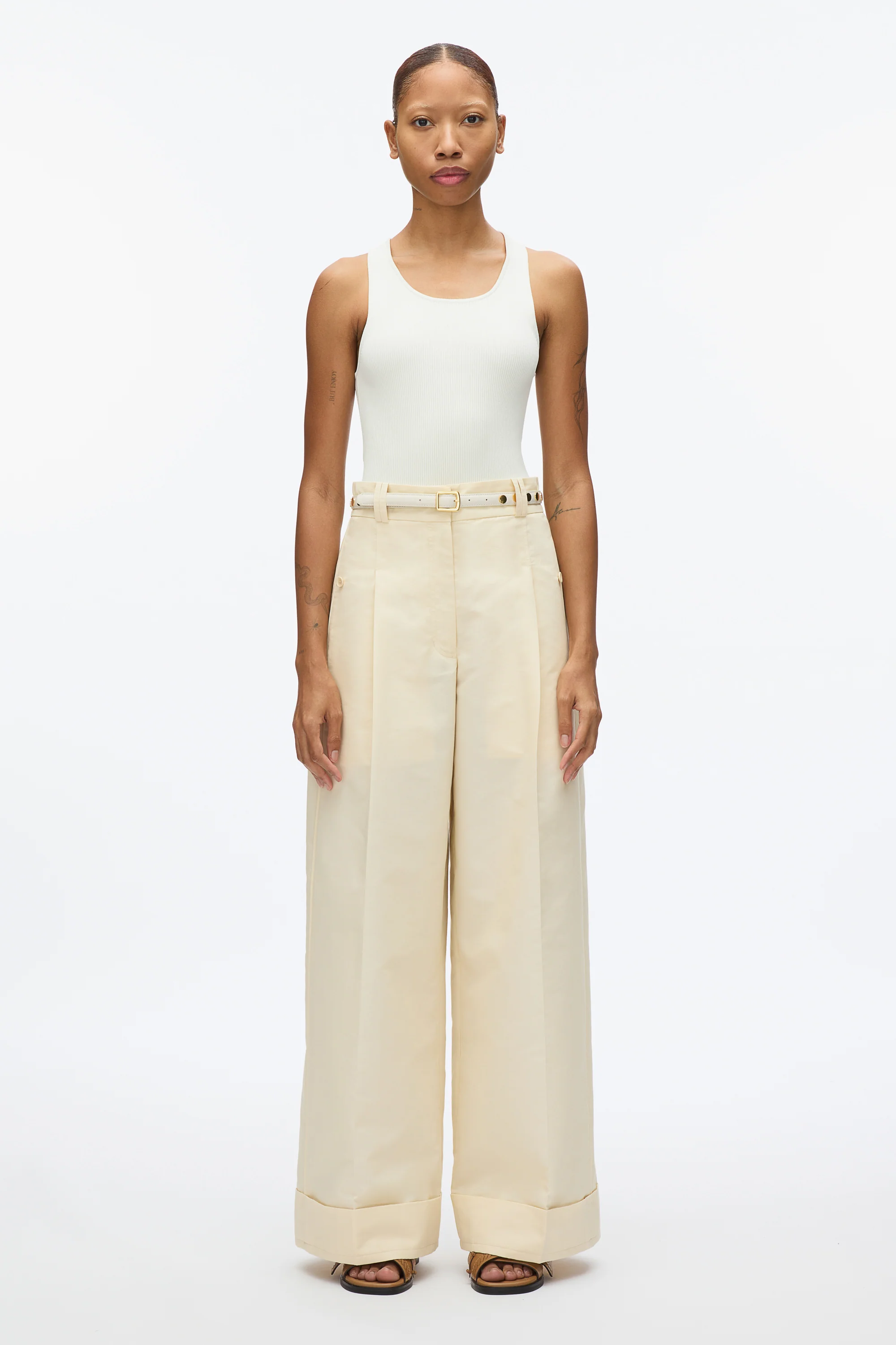 Pleated Wide Leg Trouser - Image 6