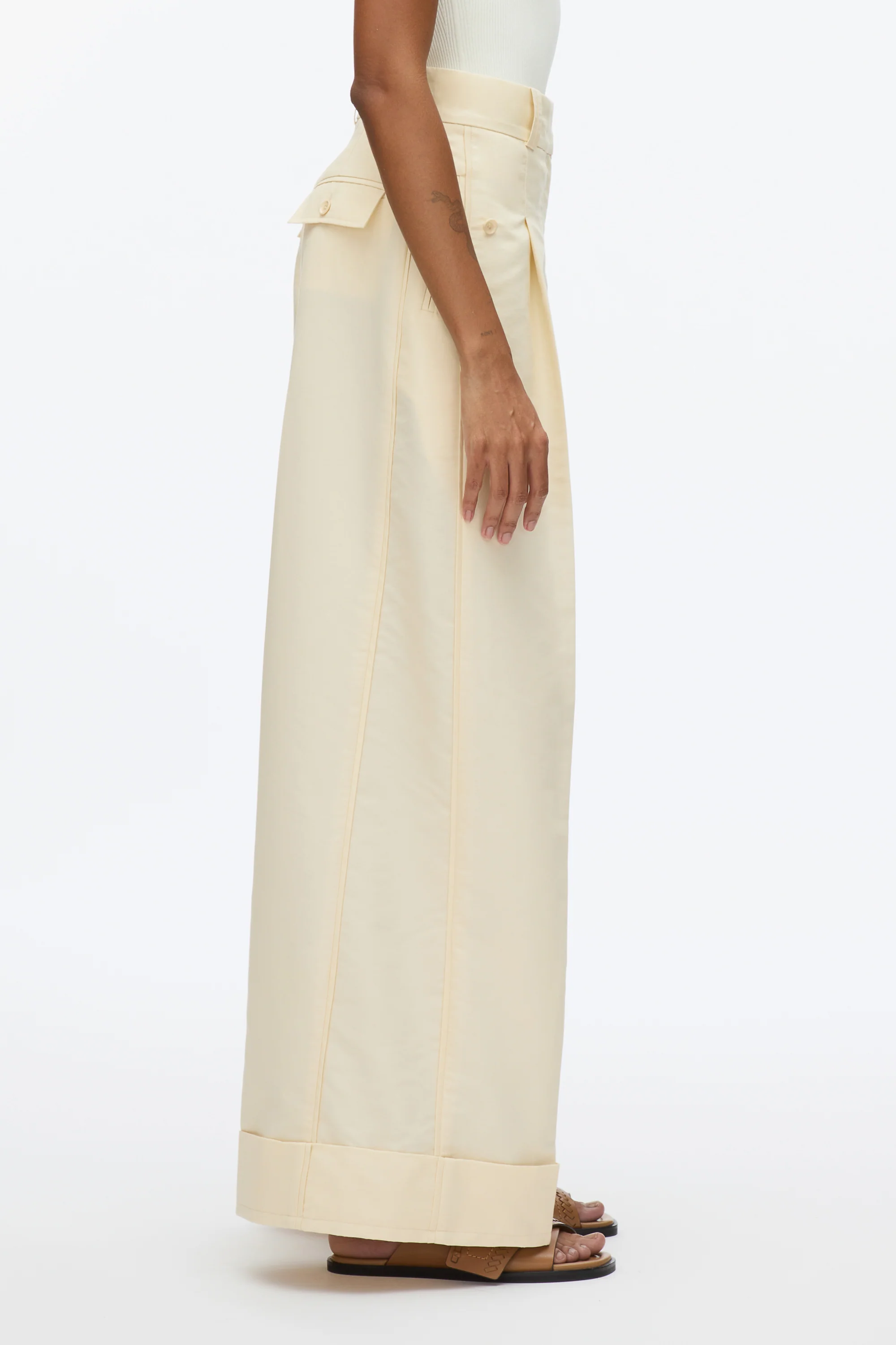 Pleated Wide Leg Trouser - Image 7