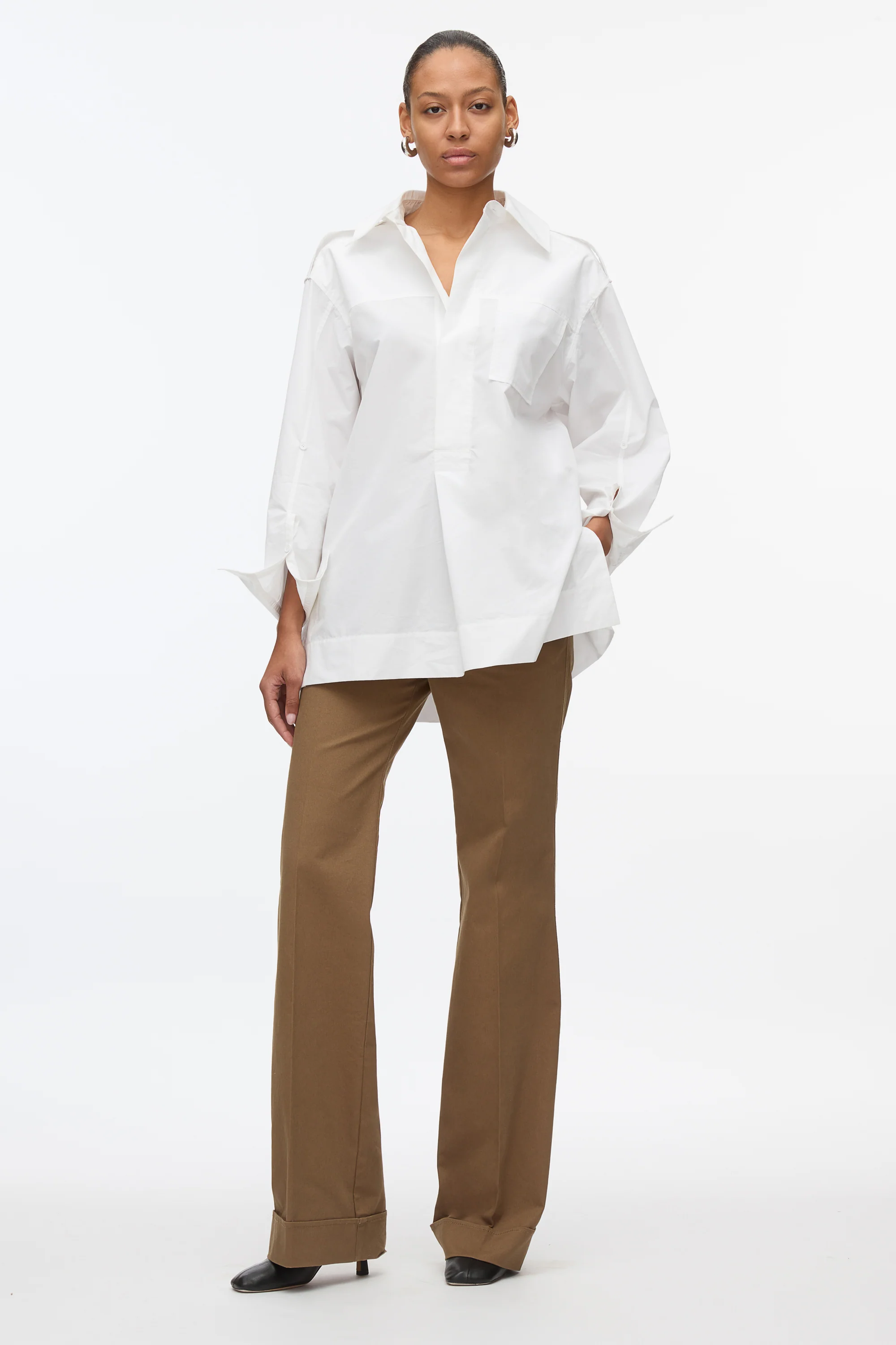 White Oversize Popover Shirt - Image 7