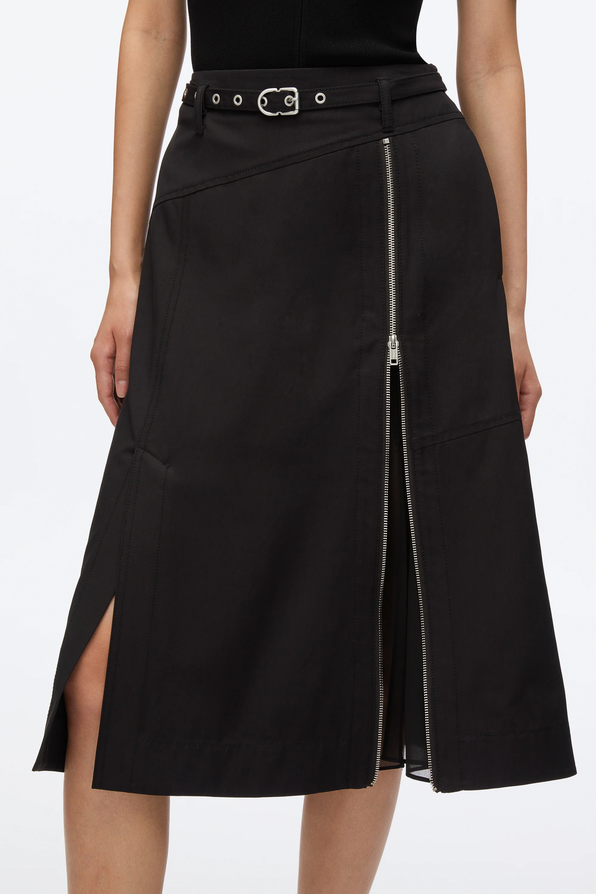 Utility Skirt with Zip Chiffon Godet - Image 5