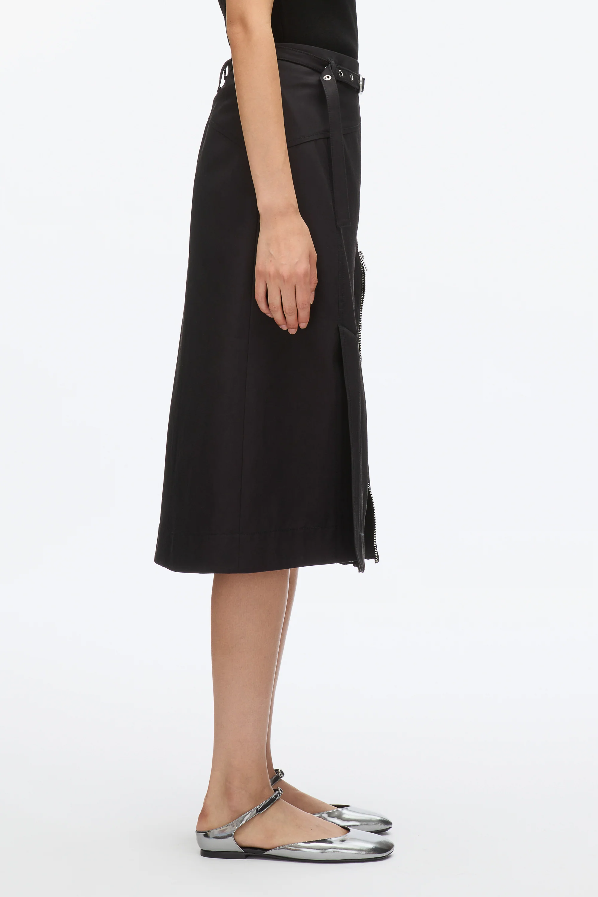 Utility Skirt with Zip Chiffon Godet - Image 3